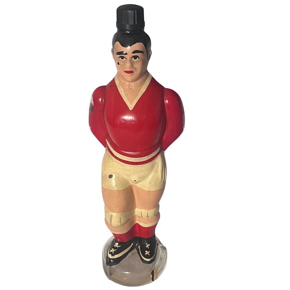 Vintage Wine Bottle Figural Glass Bottle Decanter - Soccer Player